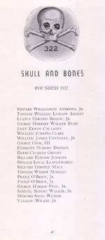 Impresso contendo lista dos membros da Ordem, incluindo o nome de Prescott Bush, pai e avô de dois presidentes dos EUA.