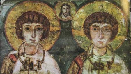 Os soldados Sergius (São Sérgio) e Bacchus (São Baco), cujas biografias foram interpretadas por John Boswell como exemplo de "casamento" entre dois homens