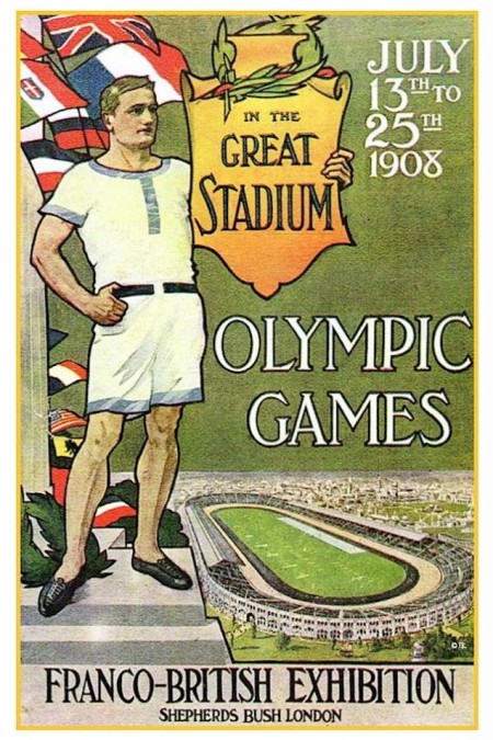 1908 - Londres sediou os jogos durante uma edição da Exibição Franco-Britânica, que ressaltou a assinatura da Entente Cordiale (1904) 