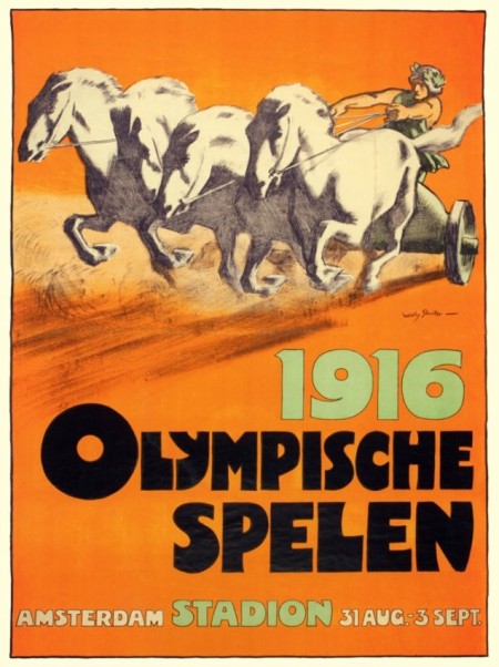 1916 - em Amsterdã (Holanda) houve uma tentativa de realização dos jogos, tendo sido então produzida a primeira edição não oficial de uma Olimpíada, que contou com poucos atletas e um público diminuto.